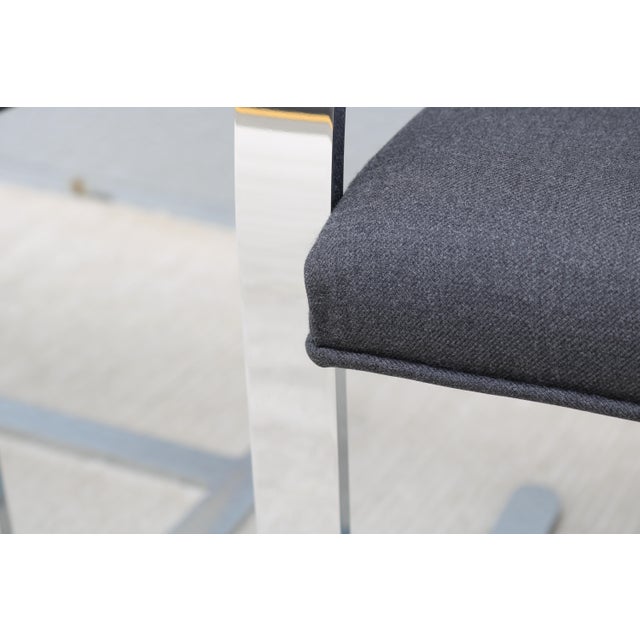 Ludwig Mies Van Der Rohe Brno Flat Bar Chairs in Gray Wool by Gordon - Set of 4 For Sale - Image 16 of 18