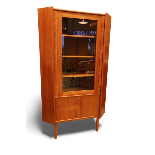 Vintage Danish Corner Cabinet in Teak with Glass Door by Gunni Omann, 1960s For Sale - Image 9 of 9