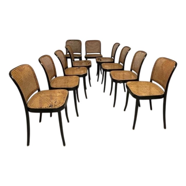 Model 811 Chairs by Josef Hoffmann for Drevounia Manufacture, 1970s, Set of 10 For Sale