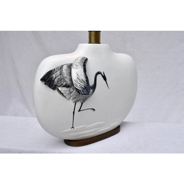 1980's Chapman Table Lamps With Oval Linen Shades For Sale - Image 9 of 13