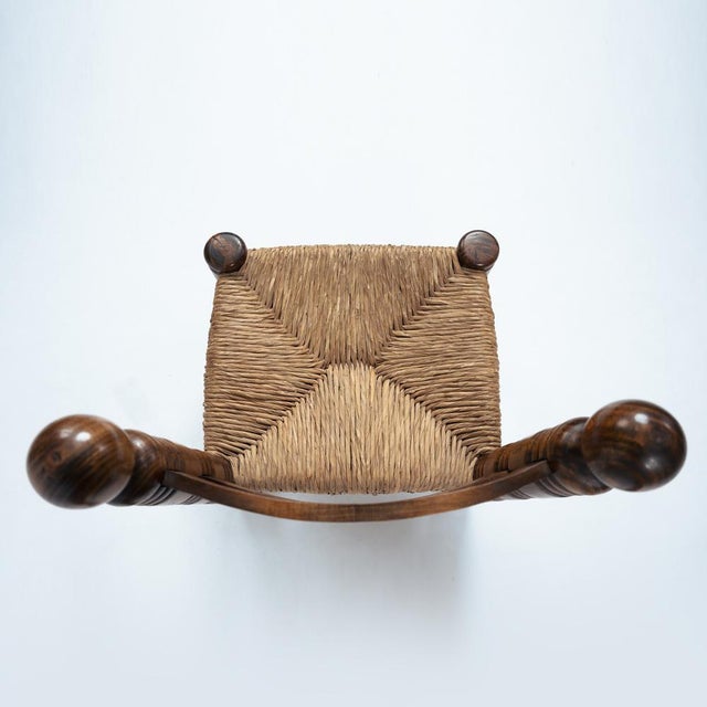 Low Oak Woven Straw Chair by Charles Dudouyt, 1940s For Sale - Image 6 of 10