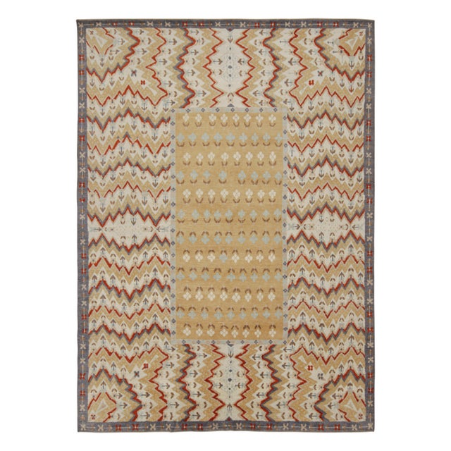 Rug & Kilim’s Tribal Style Rug in Gold, Gray & Red Patterns | Chairish
