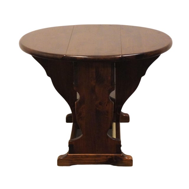 Ethan Allen Antiqued Pine Old Tavern 32" Drop Leaf Pembroke Accent End Table 12-8006 For Sale - Image 10 of 12