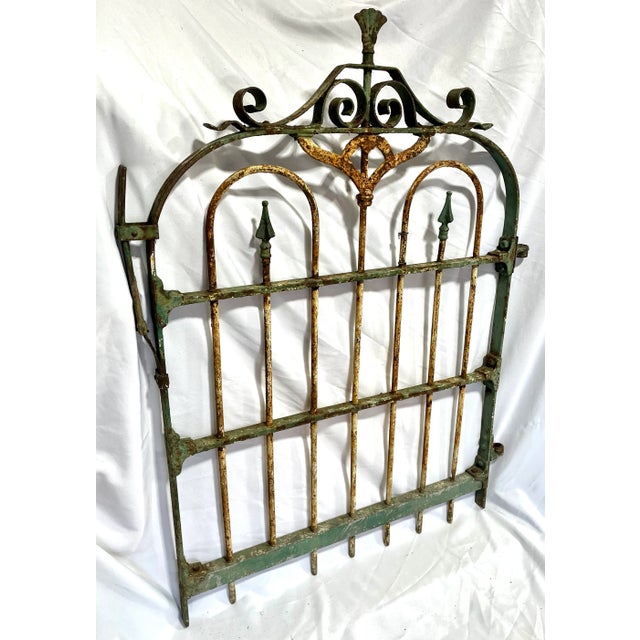 Early 1900s French Handcrafted Painted Iron Gate For Sale - Image 9 of 18