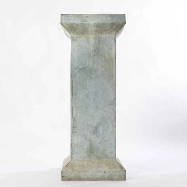 Pair of Weathered Zinc Garden Column Pedestals For Sale - Image 4 of 9