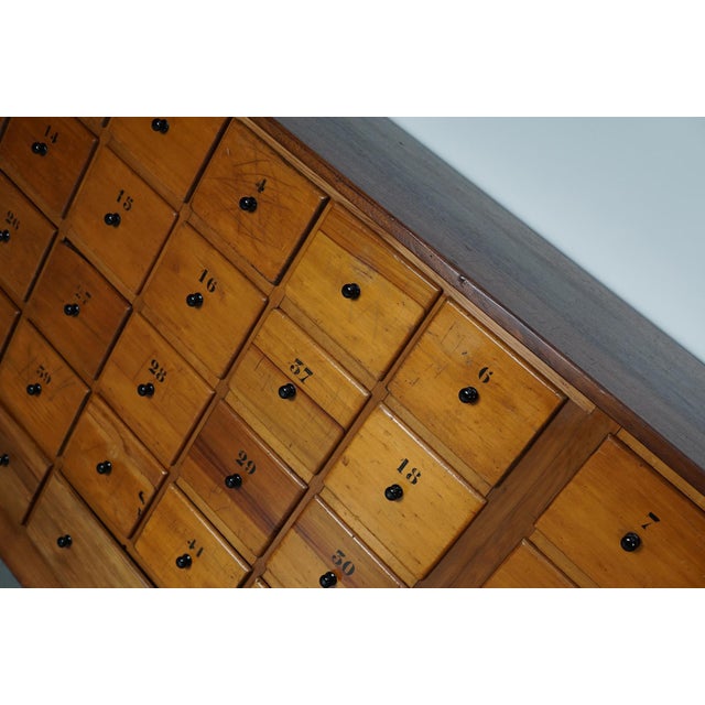 Black Large Mid-20th Century Dutch Industrial Beech Apothecary Cabinet For Sale - Image 8 of 18