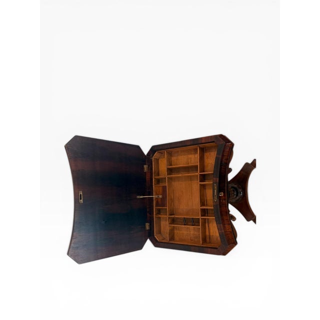 Wood Early 20th Century Inlaid Mahogany Federal Style Sewing / Work Table With Lyre Base For Sale - Image 7 of 12