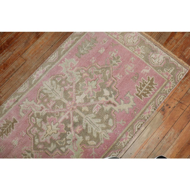 Pink Early 20th Century Zabihi Collection Bubble Gum Pink Turkish Oushak Runner - 2'6" x 10'7" For Sale - Image 8 of 8