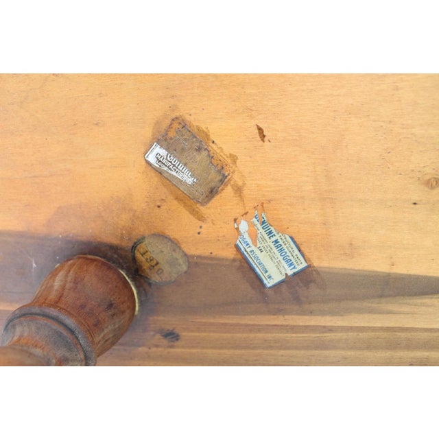 Vintage Mahogany Round Tiered Occasional Table | Leather Top For Sale In Fayetteville, AR - Image 6 of 7