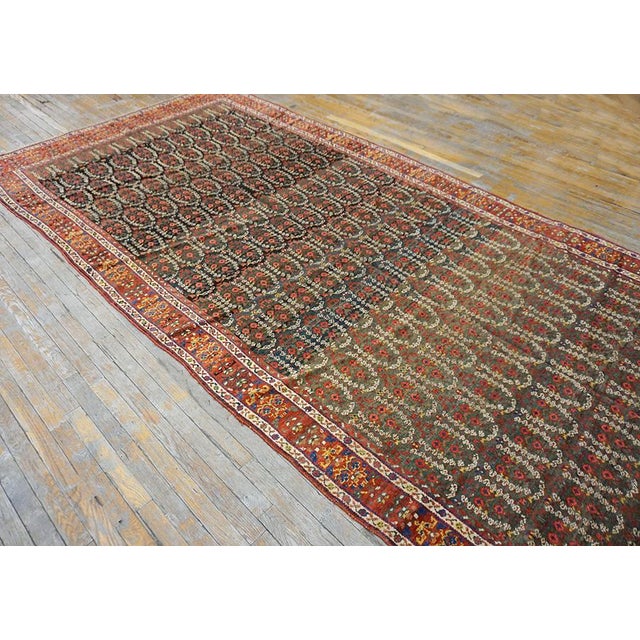 Persian 1860s Navy Paisley Antique Antique n.w. Persian Carpet 6' X 13' Knotted Wool Rug For Sale - Image 3 of 11