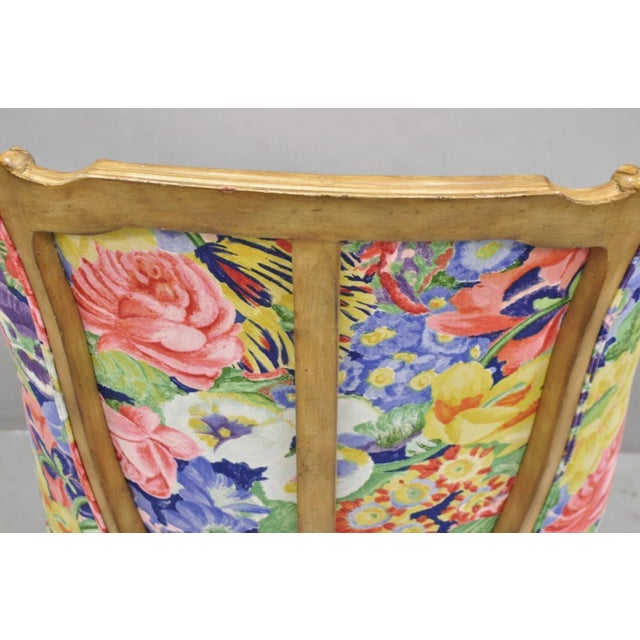 Vintage French Louis XV Country Provincial Floral Chintz Bergere Lounge Chair For Sale - Image 12 of 14