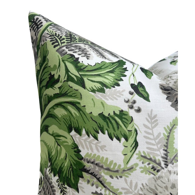 Traditional Dahlia Pillow Cover in Green, 22x22 Pillow For Sale - Image 3 of 3
