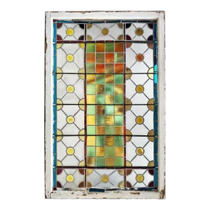 Skylight Antique Textured Leaded Stained Glass and Roundels