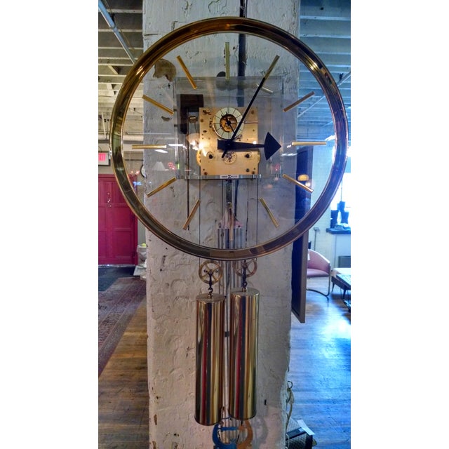Howard Miller Lucite & Brass Chiming Pendulum Wall Clock Chairish