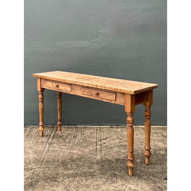 Farmhouse Vintage Rustic Pine Console Table For Sale - Image 3 of 12