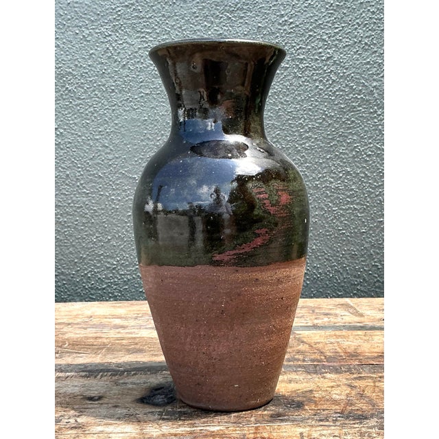 Black Vintage Original Studio Pottery Vase For Sale - Image 8 of 12