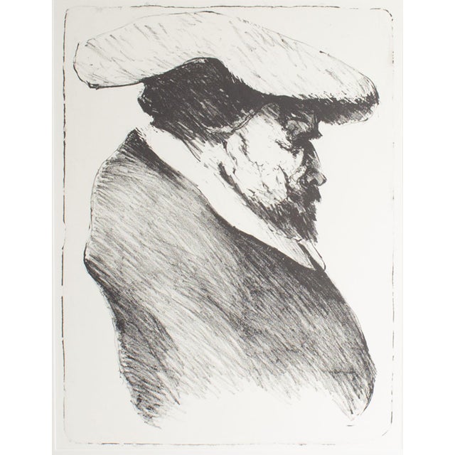 A 1960s stone lithograph portrait by the American artist James L. Bruch (1942-2023). The print depicts a profile of a man...