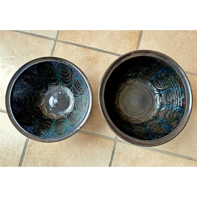 Large Studio Ceramic Art Bowls with Modernist Decor, Germany, 1960s, Set of 2 For Sale - Image 14 of 18