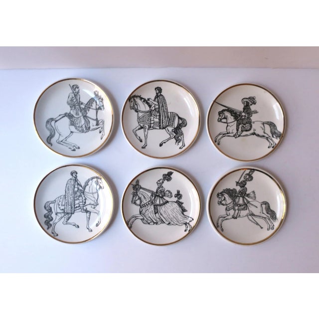 Italian Horse Motif Piero Fornasetti Italian Cocktail Drinks Coasters or Wall Art, Set of 6 For Sale - Image 3 of 12