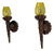 Colored Glass and Pine Sconces, France, 1940, Set of 2 For Sale