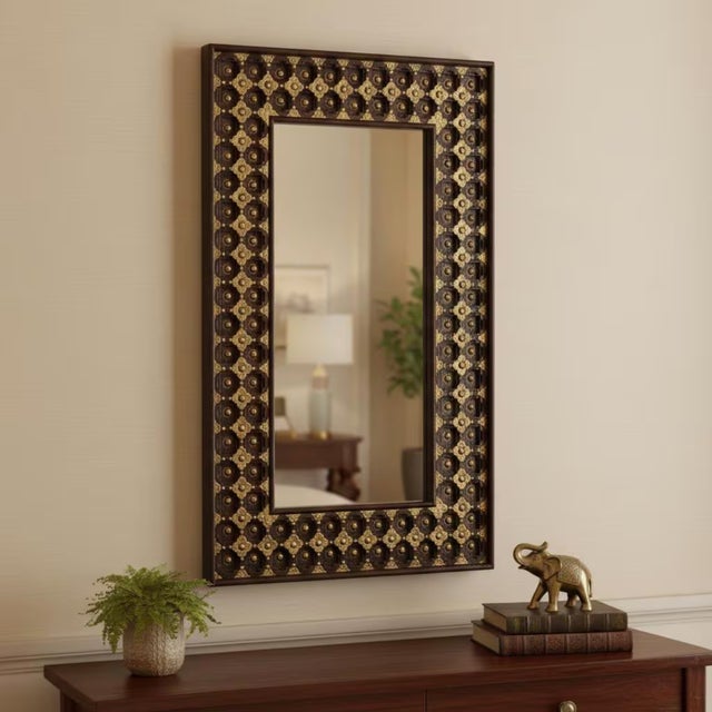 Transform your home into a sanctuary of elegance with this breathtaking handmade mirror. A true masterpiece of Indian...