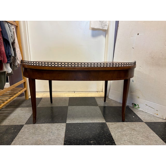 Brown Early 20th Century Mixed Wood Coffee Table With Gallery For Sale - Image 8 of 13