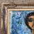 1960’s Original Abstract Expressionist Portrait of Woman With Her Cat Fancy Silver Leaf Frame For Sale - Image 4 of 9