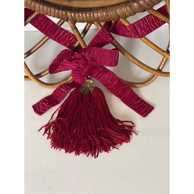 Italian Vintage Franco Albini Bamboo Rattan Mirror With Sash For Sale - Image 3 of 15