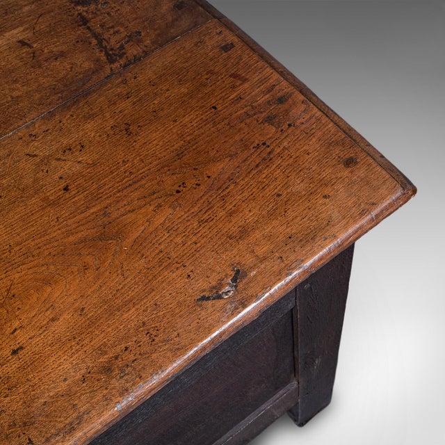Antique Coffer, English, Oak, Linen Chest, Bay Window Seat, Early Georgian, 1720 For Sale - Image 9 of 12