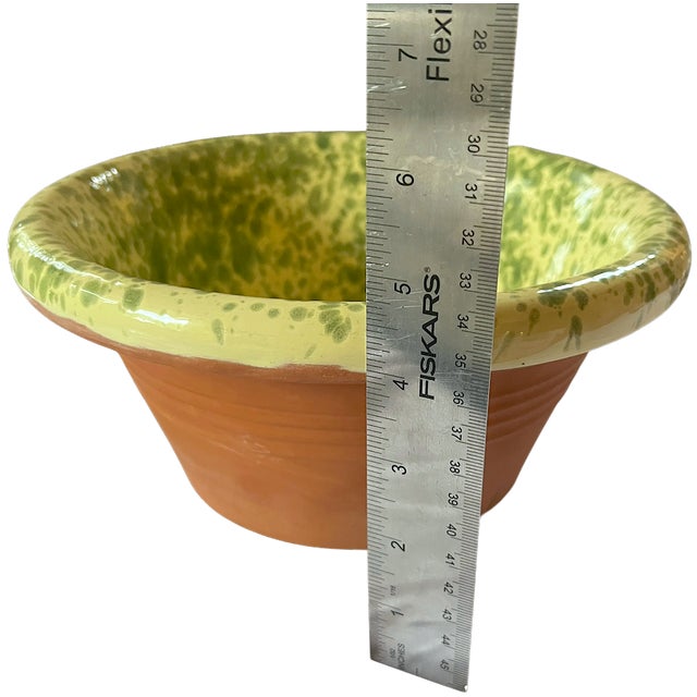 Chartreuse Italian Puglian Terracotta Passata Bowl “Schizzato” Splatterware Bowl in the Style of Cabana For Sale - Image 8 of 8