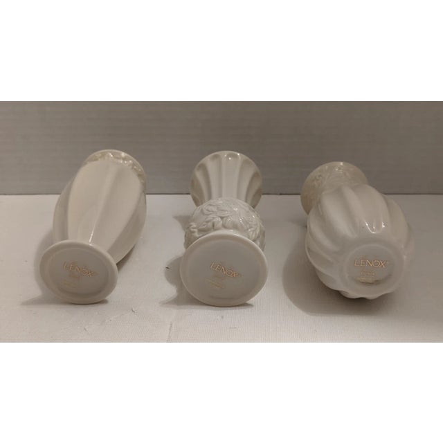 Mid-Century Modern 1990s Lenox Carved Bud Vases- Set of 3 For Sale - Image 3 of 6