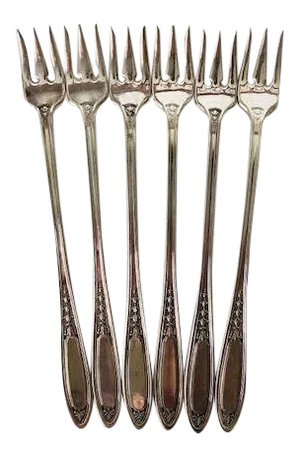 Vintage Oneida Community Tudor Plate Enchantment Bounty Set of 6 Cocktail Forks