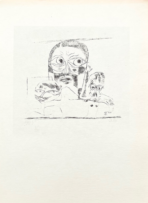 1947 Paul Klee Engraving 18 Three Heads 1919 Reproduction