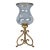 1990s 23.5" Castilian Imports Solid Brass Scroll & Glass Hurricane Candle Holder For Sale