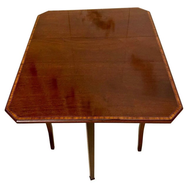 Antique Edwardian Mahogany Inlaid Sutherland Table For Sale - Image 9 of 9