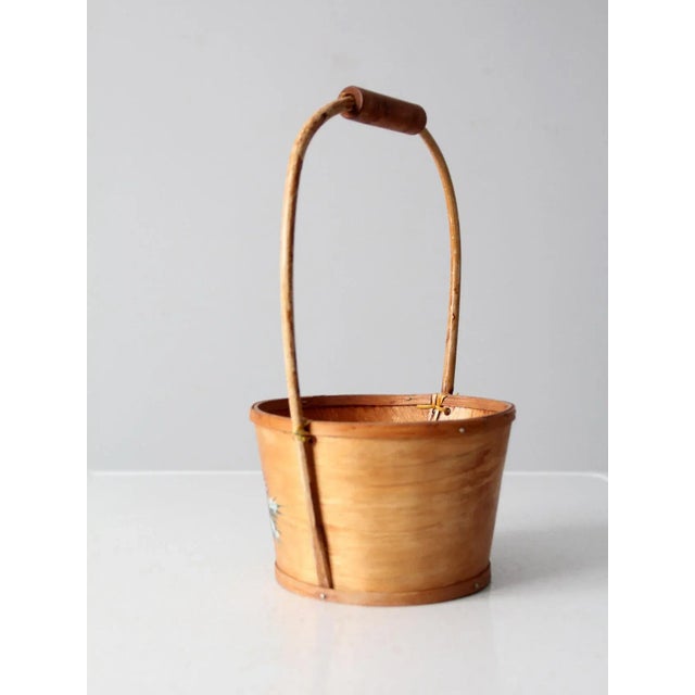 Vintage Hand-Painted Balsa Wood Basket For Sale - Image 4 of 10