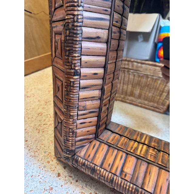 American Late 20th Century American Folk Art Tramp Art Carved Wood Wall Mirrors, a Pair For Sale - Image 3 of 6