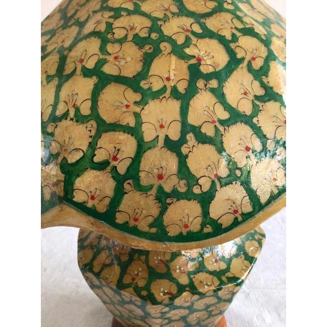 1960s Hand-painted Decorative Parchment Table Lamp With Wood Base For Sale In New York - Image 6 of 9