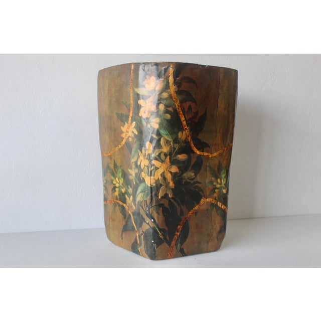 R Pulvermacher Art Nouveau Paper Mache Floral Wrapped Wastebasket Vintage For Sale - Image 18 of 18