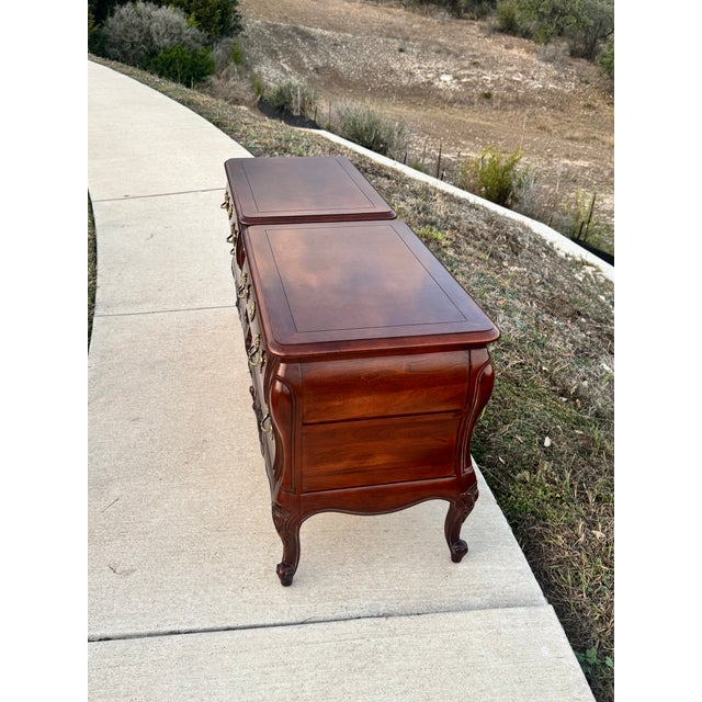 Coffee Vintage Pair Century French Louis XV Style Hardwood Nightstands For Sale - Image 8 of 14