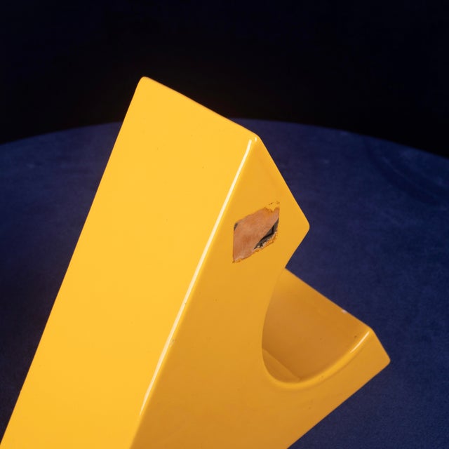 Italian Space Age Sculptural Yellow Glazed Ceramic Vase, 1970s For Sale - Image 17 of 18