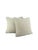 A misty aqua blue chenille on a white background in a mini geometric pattern pillow cover. This pillow is finished with...
