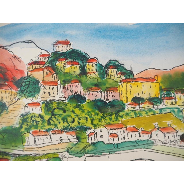 Elisée Maclet, The Village of Corté in Corsica, Watercolor, Early 20th Century For Sale - Image 4 of 8