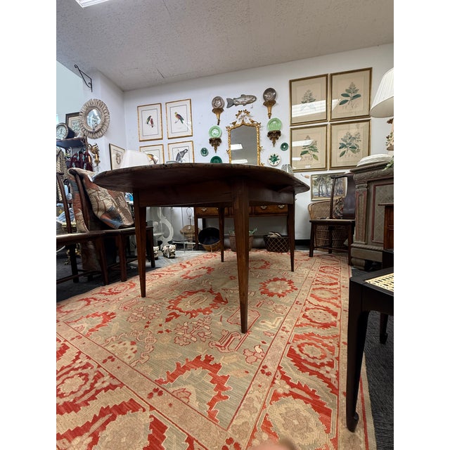 Wood Antique English Oval Dining Table With Tapered Legs For Sale - Image 7 of 8