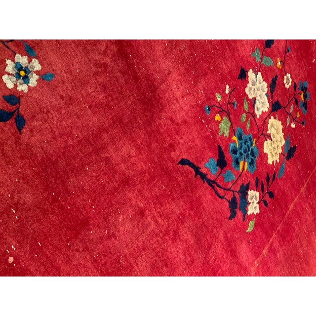Pasargad DC Red Color Fine Antique Chinese Art Deco Rug For Sale - Image 9 of 10