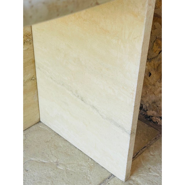 Vintage Half-Moon Travertine Side Table, 1980s For Sale - Image 15 of 18