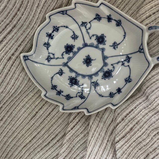 White Royal Copenhagen Blue Fluted Half Lace Leaf Dish For Sale - Image 8 of 8