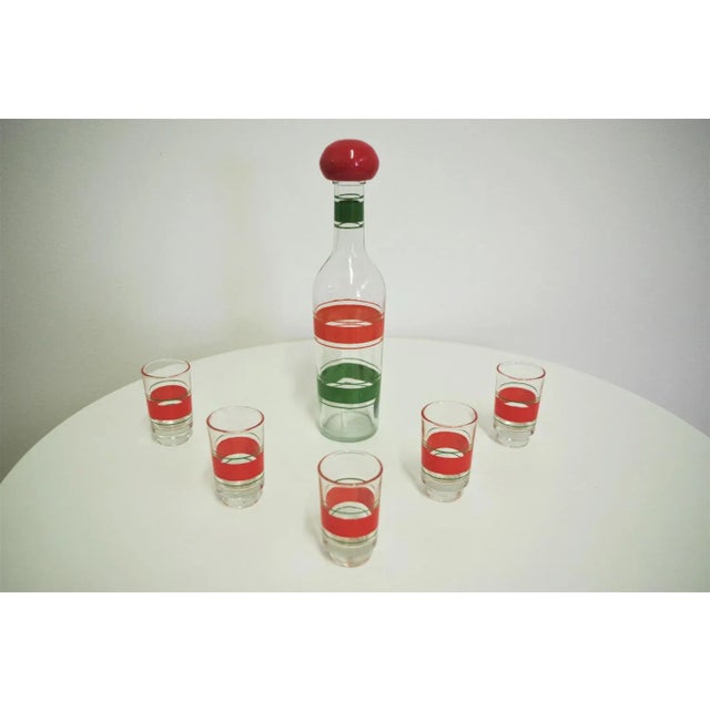 Green Bottle and Glasses for Liquor, 1960s, Set of 6 For Sale - Image 8 of 8
