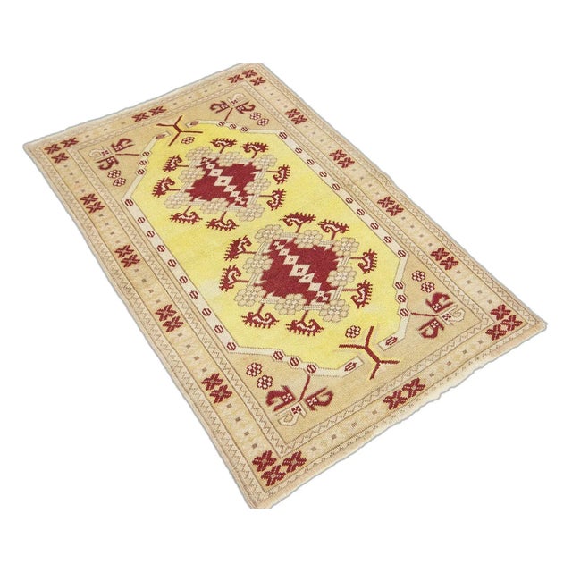 Mid-Century Modern Vintage Turkish Milas Rug For Sale - Image 3 of 7