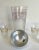 Metal 1940s Art Deco Gold Striped and Frosted Shot Glass and Mixer Set - Set of 10 For Sale - Image 7 of 8